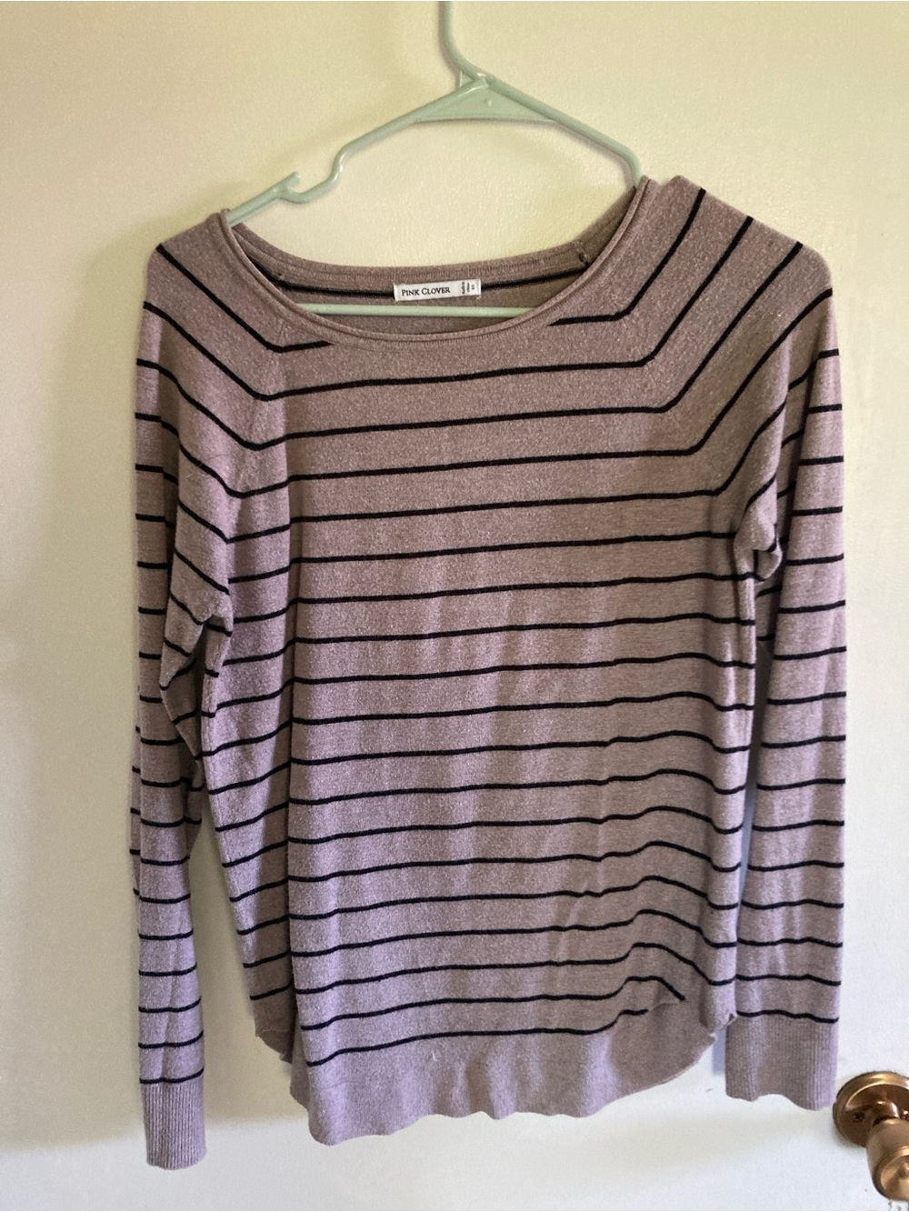 Pink Clover Brown and Black Striped Crewneck Sweater